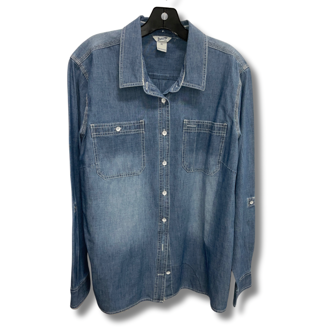 Top Long Sleeve By Duluth Trading In Blue Denim, Size: Xl