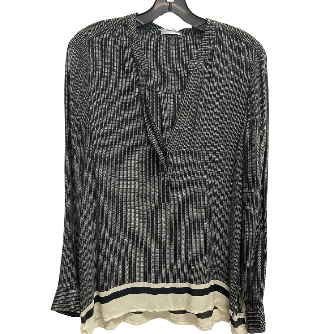 Top Long Sleeve By Vince In Black & Cream, Size: L