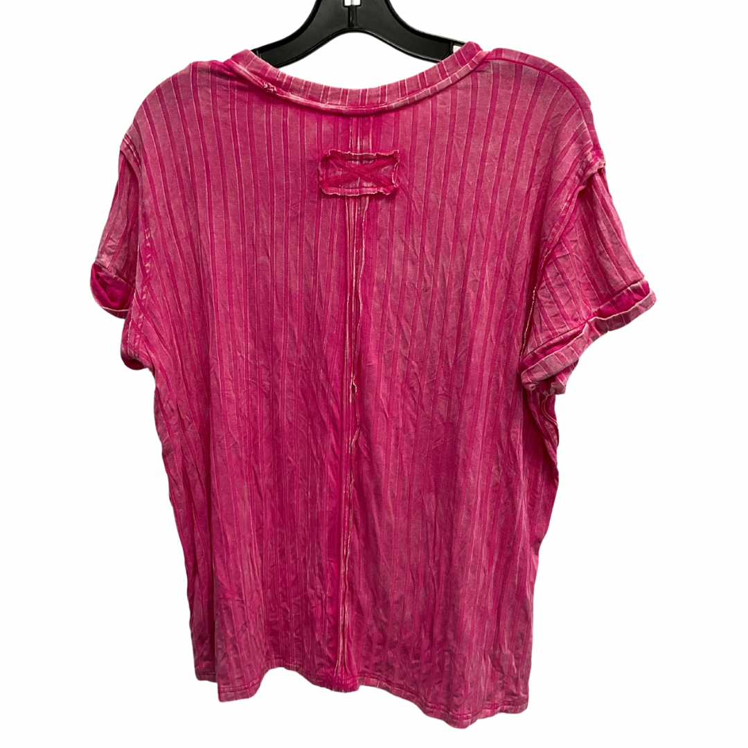 Top Short Sleeve Basic By Zenana Outfitters In Pink, Size: S