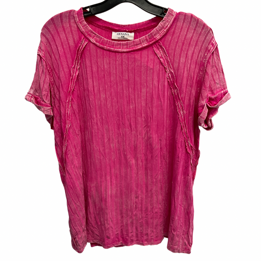 Top Short Sleeve Basic By Zenana Outfitters In Pink, Size: S