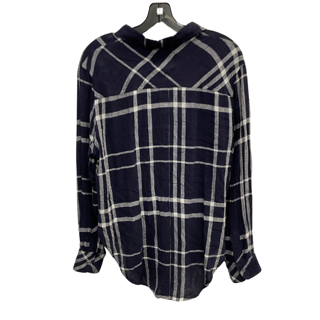 Top Long Sleeve By Rails In Blue & White, Size: L