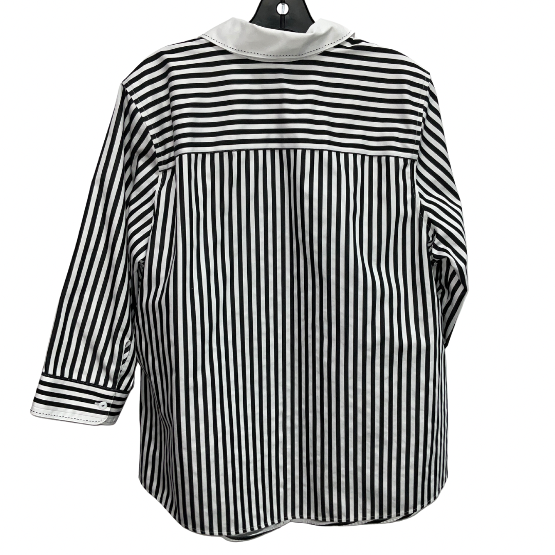 Top Long Sleeve By Foxcroft In Striped Pattern, Size: L