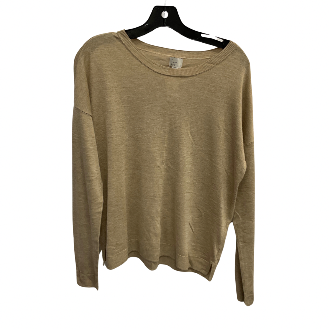 Top Long Sleeve Basic By A New Day In Tan, Size: L