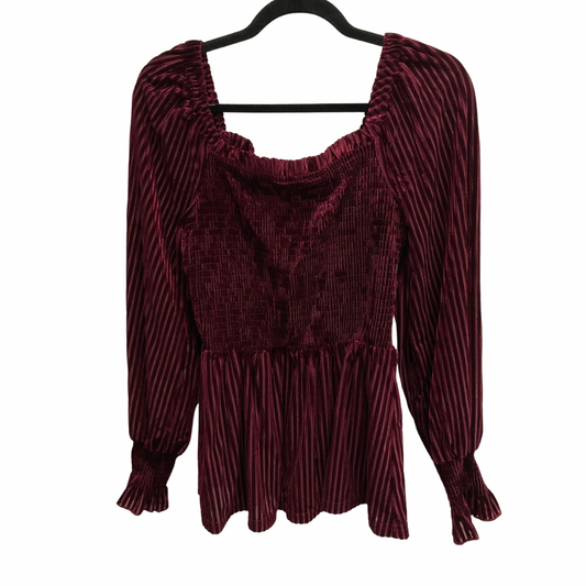 Top Long Sleeve By Coco And Carmen In Maroon, Size: S