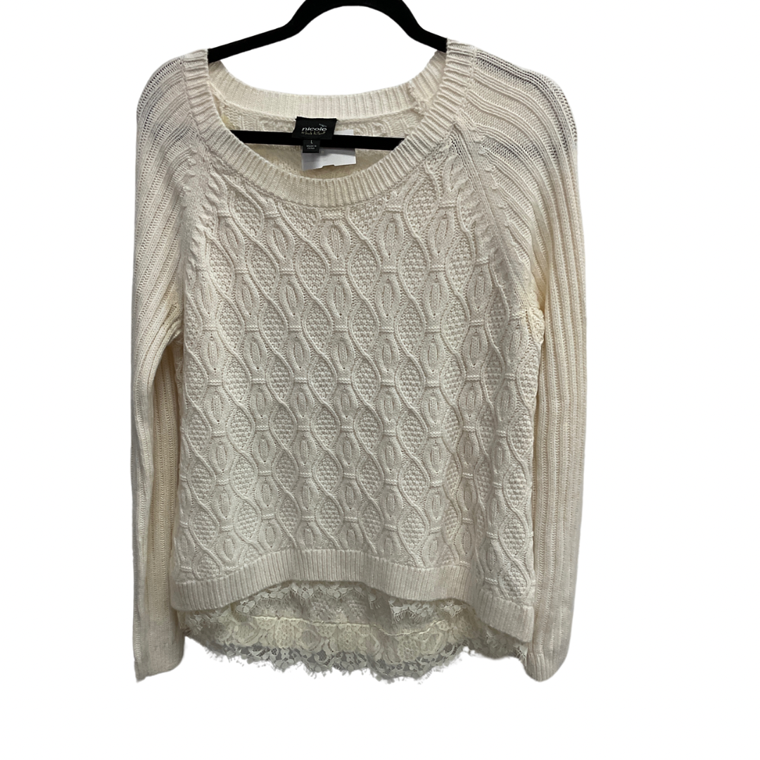 Sweater By Nicole By Nicole Miller In White, Size: L