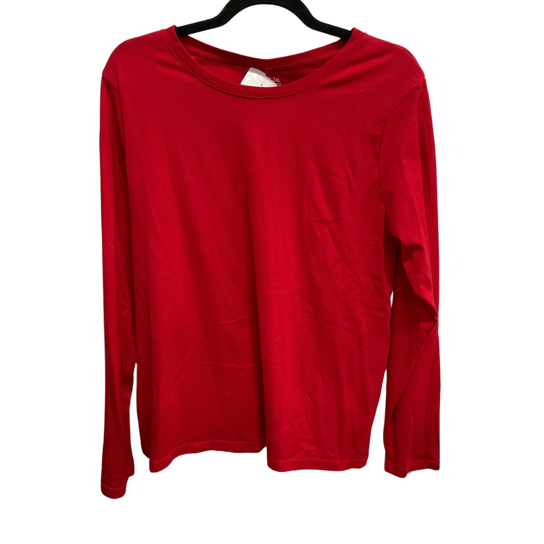 Top Long Sleeve Basic By Time And Tru In Red, Size: Xl