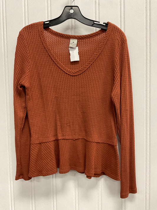 Top Long Sleeve By Paper Crane In Brown, Size: M