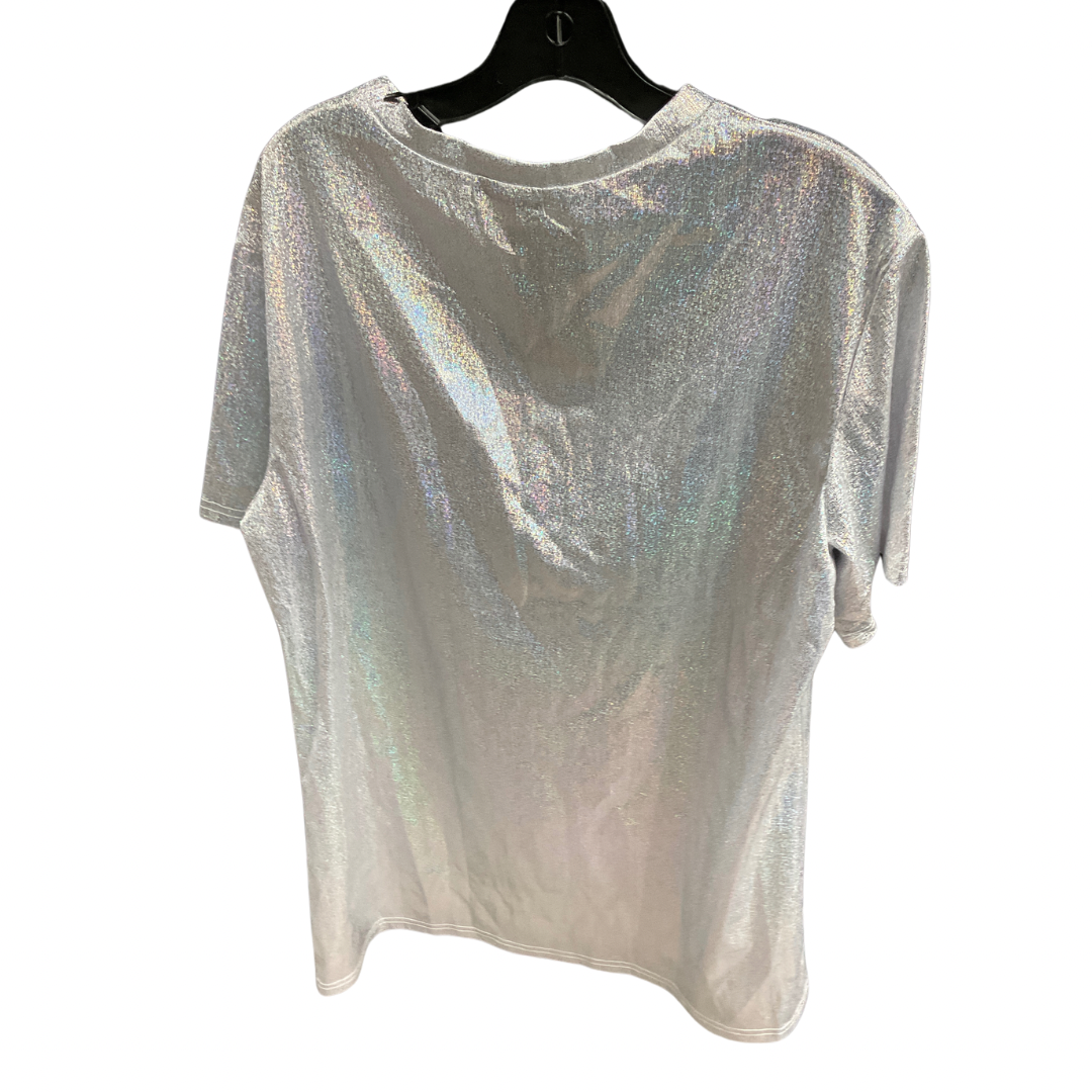 Top Short Sleeve By Shein In Silver, Size: Xl