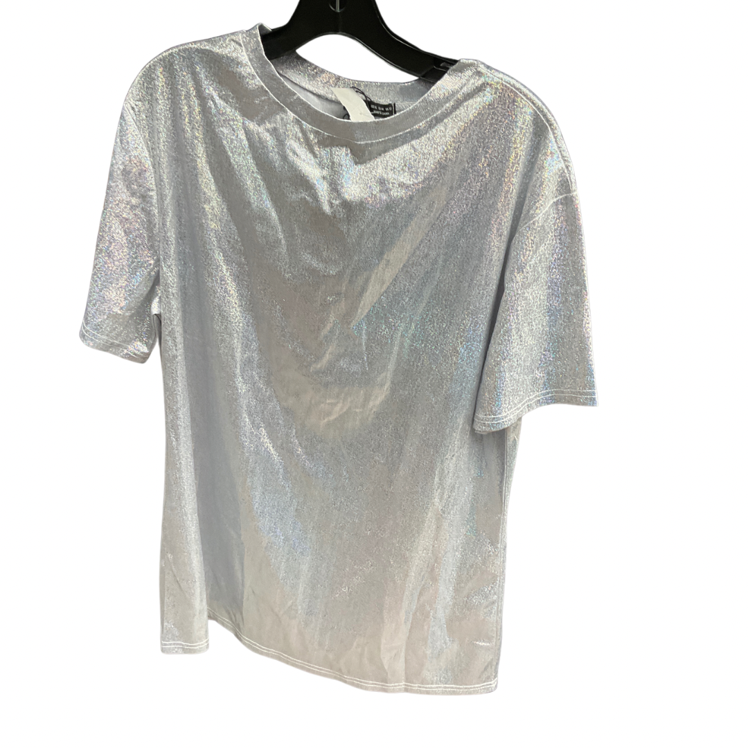 Top Short Sleeve By Shein In Silver, Size: Xl