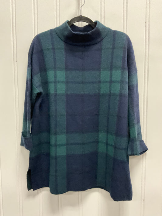 Sweater By Tahari By Arthur Levine In Blue & Green, Size: L