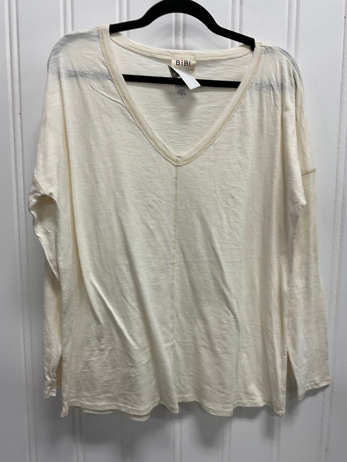 Top Long Sleeve By Bibi In Cream, Size: S