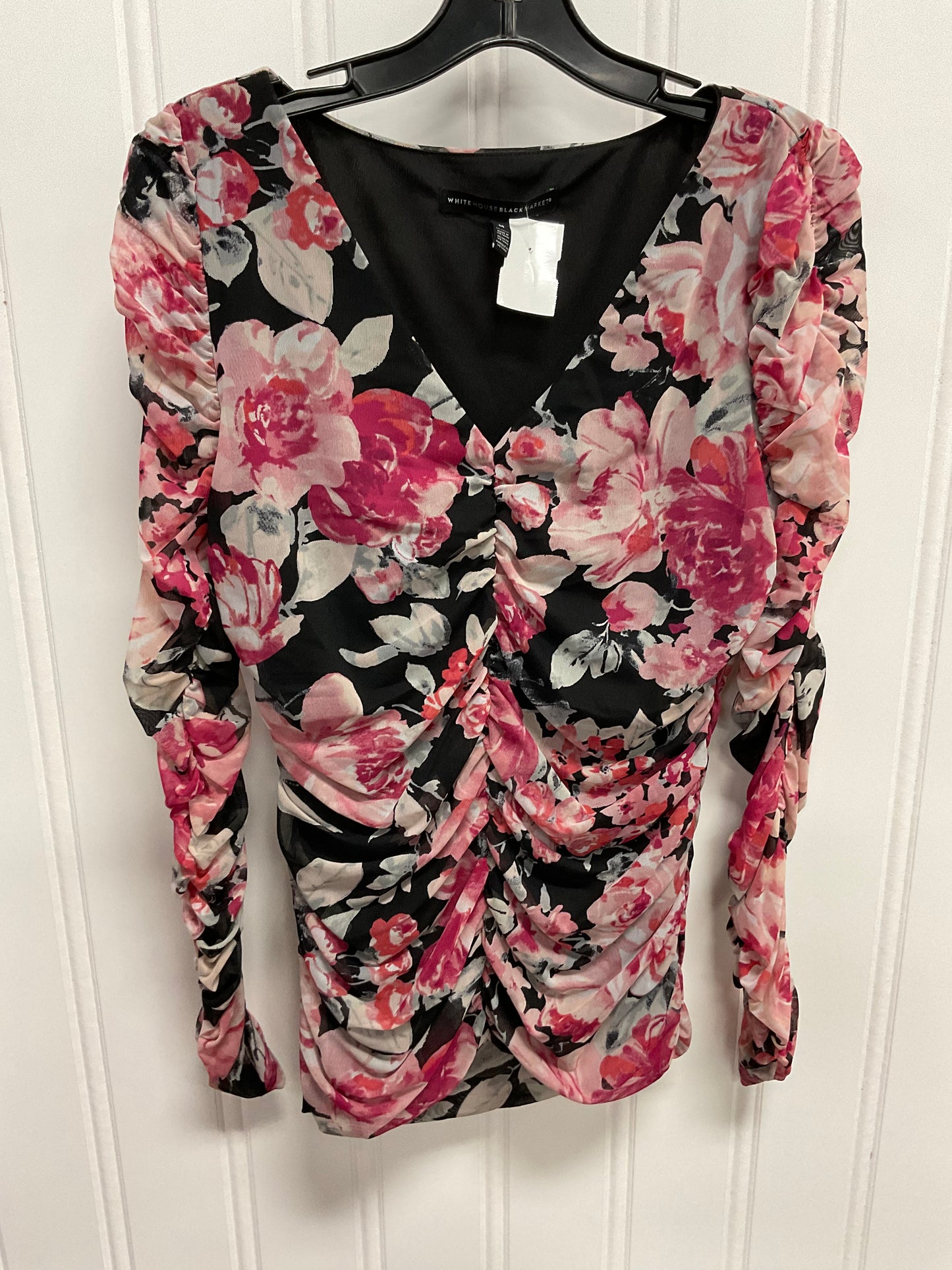 Top Long Sleeve By White House Black Market In Black & Pink, Size: M