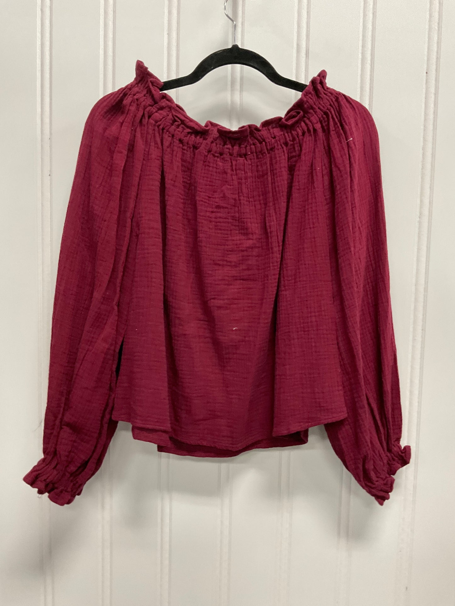 Top Long Sleeve By Newbury Kustom In Maroon, Size: M