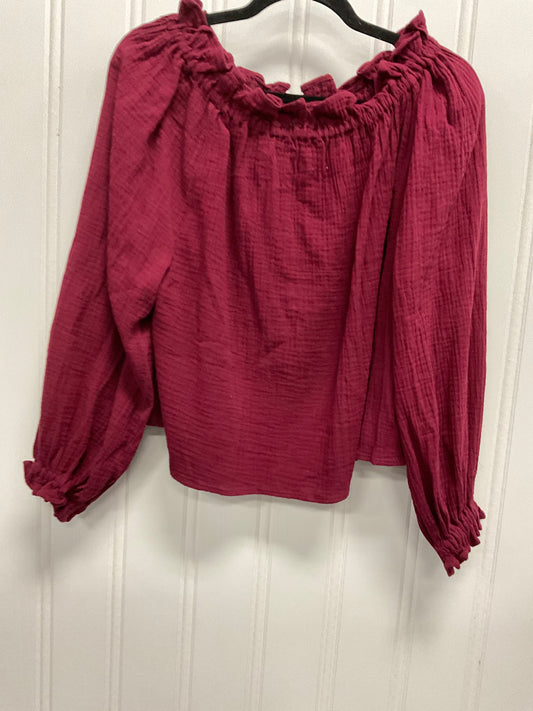 Top Long Sleeve By Newbury Kustom In Maroon, Size: M