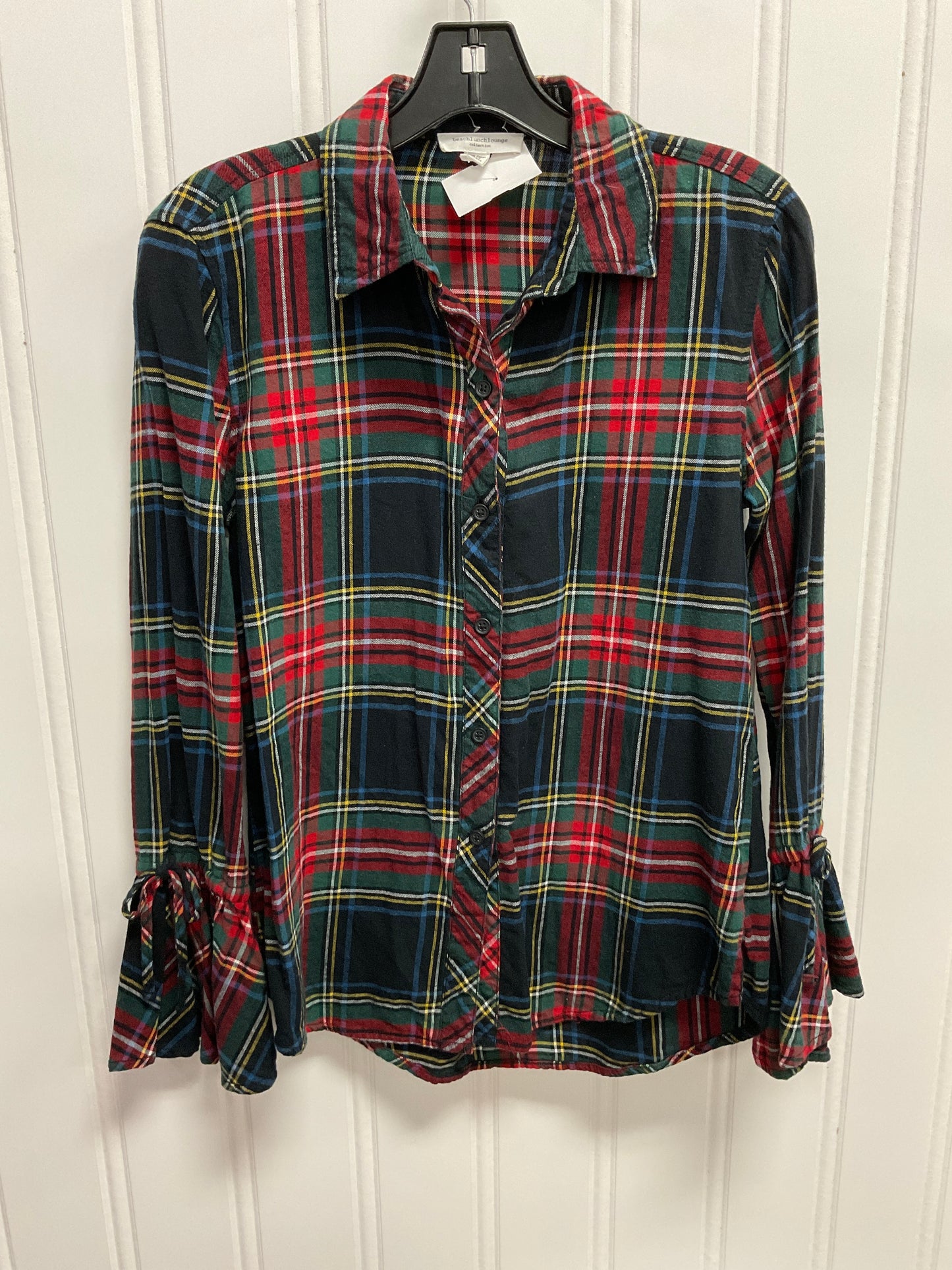 Top Long Sleeve By Beachlunchlounge In Plaid Pattern, Size: Xs