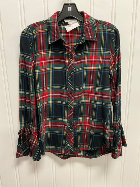 Top Long Sleeve By Beachlunchlounge In Plaid Pattern, Size: Xs