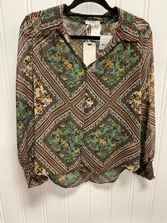 Top Long Sleeve By Pleione In Multi-colored, Size: Xs