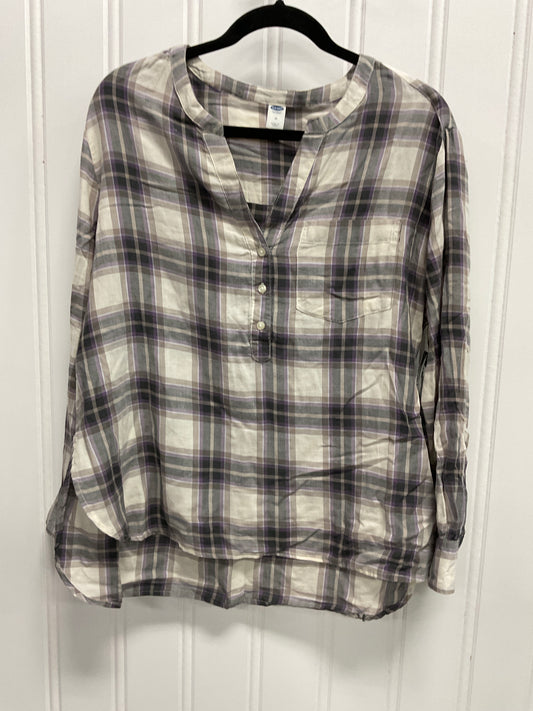 Top Long Sleeve By Old Navy In Plaid Pattern, Size: M