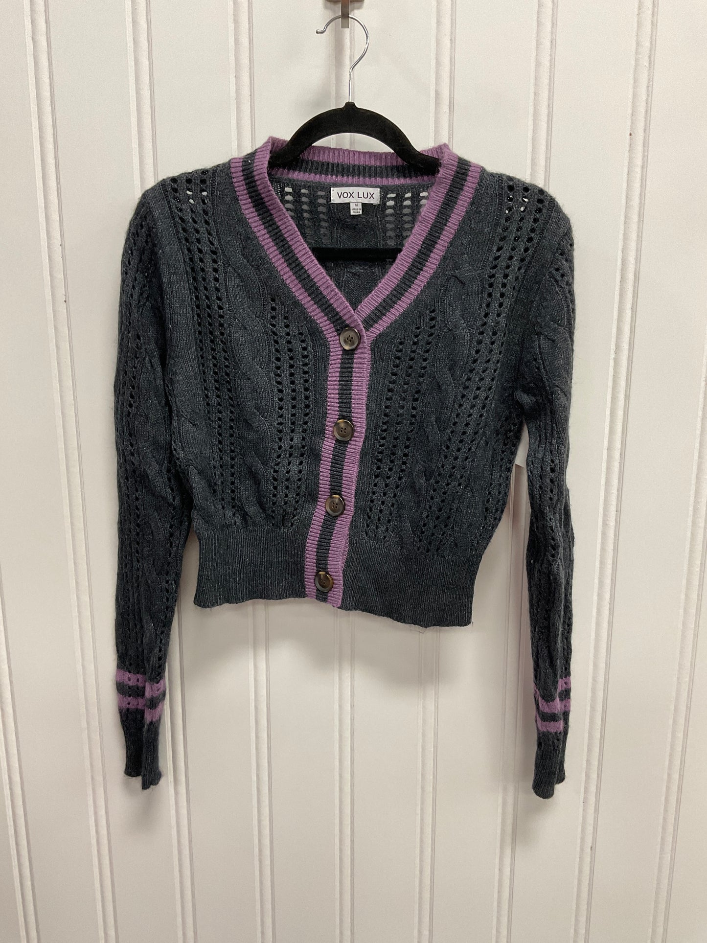 Cardigan By Cmb In Grey & Purple, Size: M