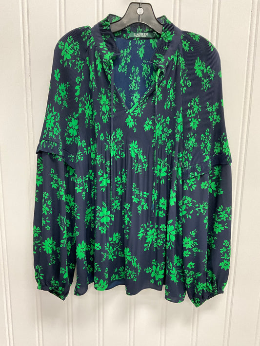 Top Long Sleeve By Lauren By Ralph Lauren In Blue & Green, Size: Xl