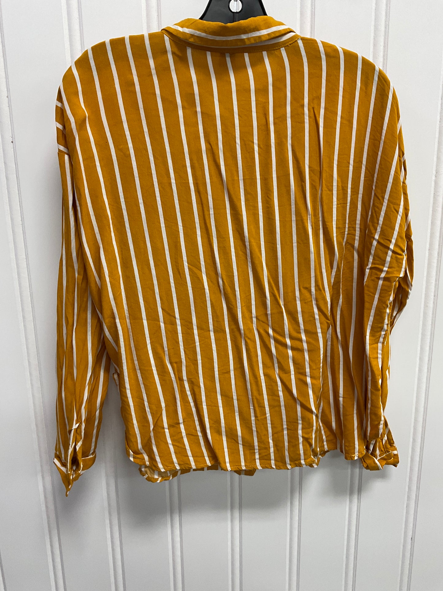 Top Long Sleeve By Forever 21 In White & Yellow, Size: M