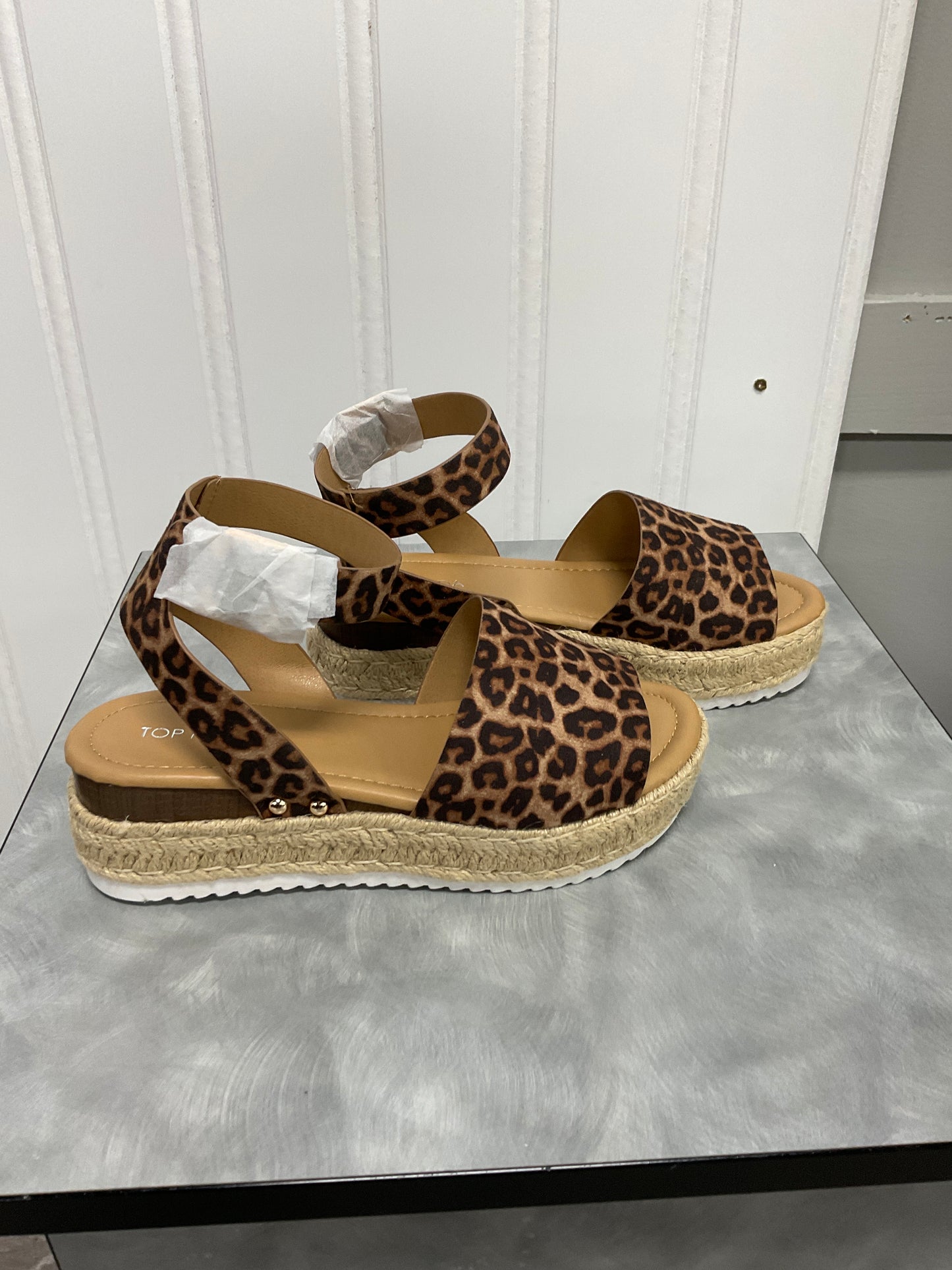 Sandals Heels Platform By Top Moda In Animal Print, Size: 7.5