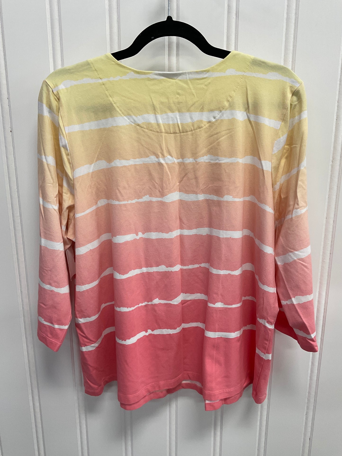 Top Long Sleeve Basic By Denim And Company In Pink & Yellow, Size: 1x