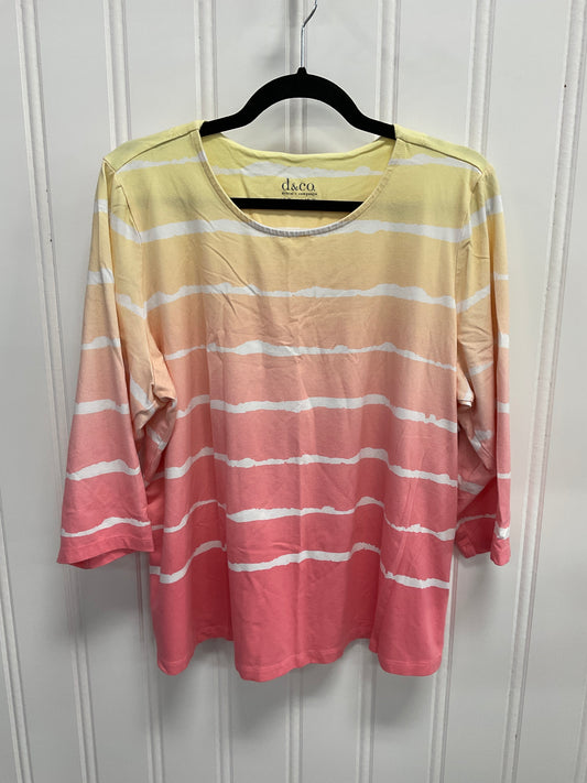 Top Long Sleeve Basic By Denim And Company In Pink & Yellow, Size: 1x