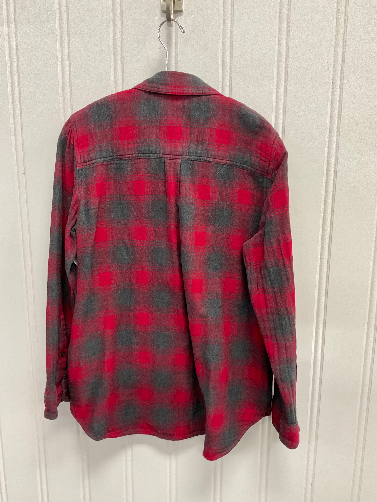 Top Long Sleeve By Madewell In Grey & Red, Size: M