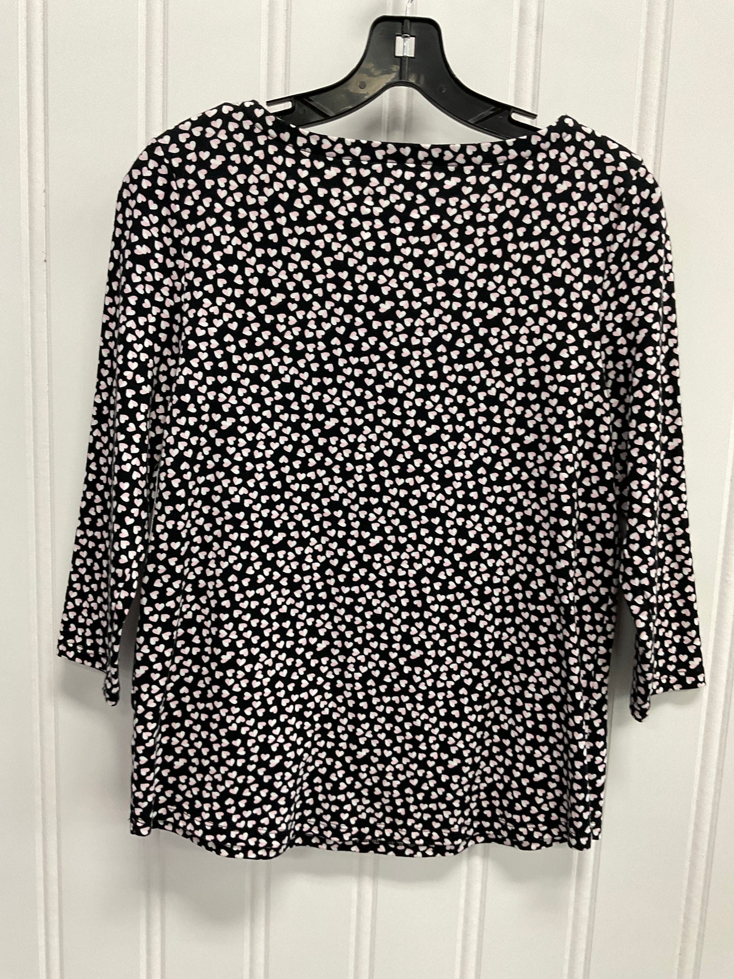 Top Long Sleeve By Charter Club In Black & Pink, Size: M