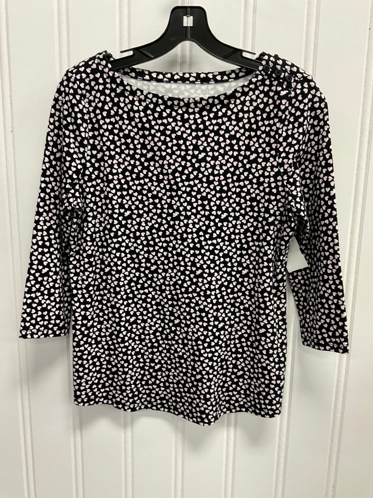 Top Long Sleeve By Charter Club In Black & Pink, Size: M