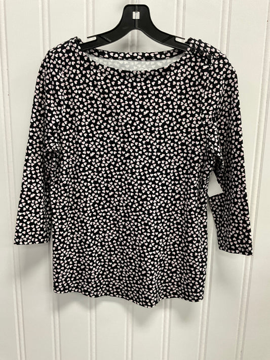 Top Long Sleeve By Charter Club In Black & Pink, Size: M