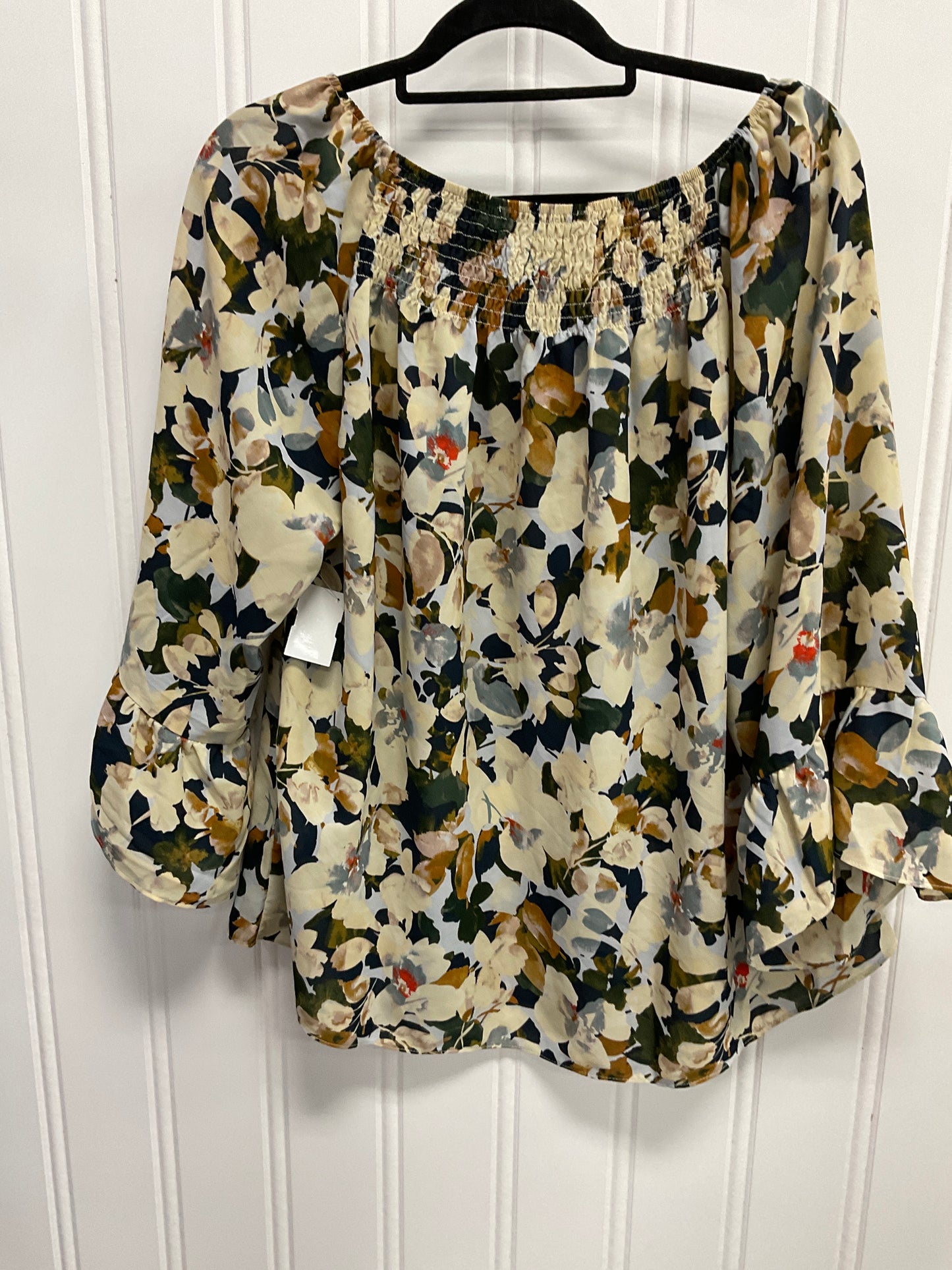 Top Long Sleeve By Zac And Rachel In Floral Print, Size: 1x