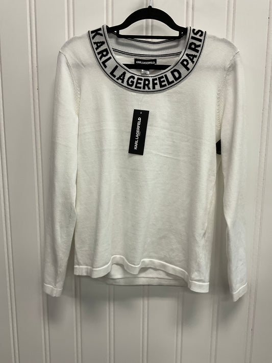 Sweater Designer By Karl Lagerfeld In White, Size: M