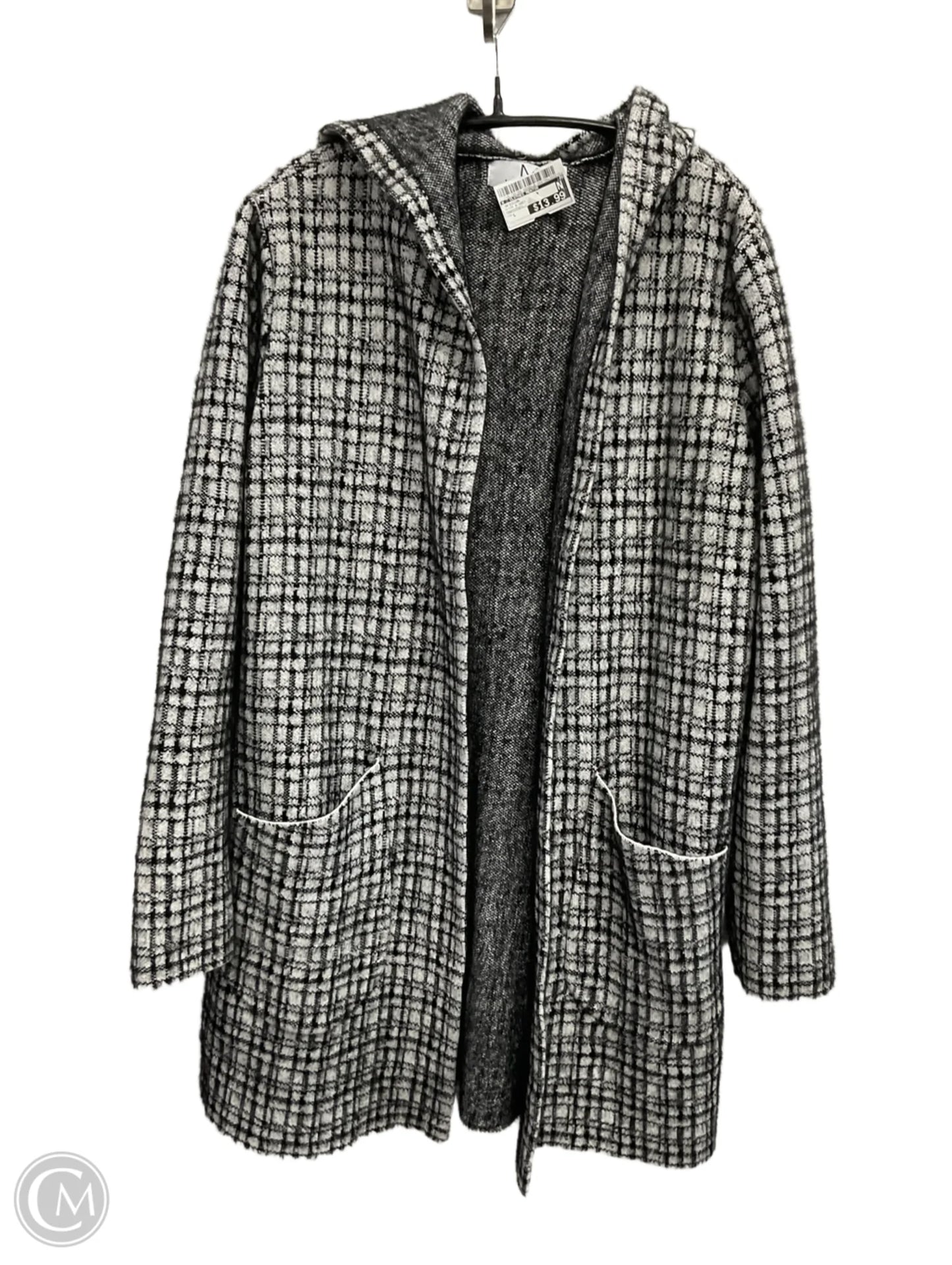 Cardigan By Clothes Mentor In Black & Grey, Size: L