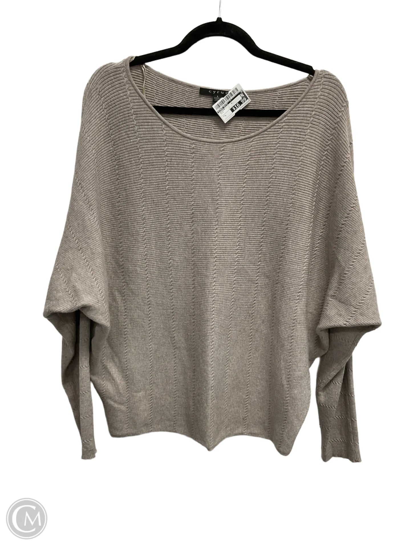 Sweater By Cyrus Knits In Taupe, Size: L