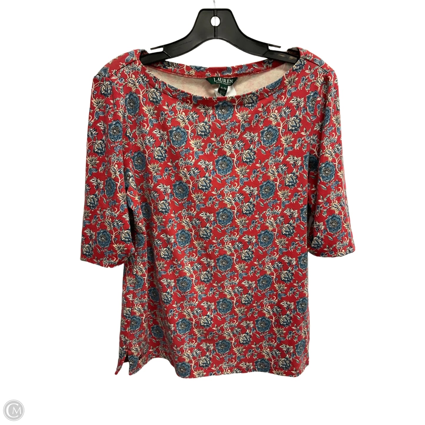 Top Short Sleeve By Lauren By Ralph Lauren In Floral Print, Size: Xl