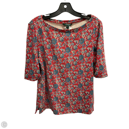 Top Short Sleeve By Lauren By Ralph Lauren In Floral Print, Size: Xl