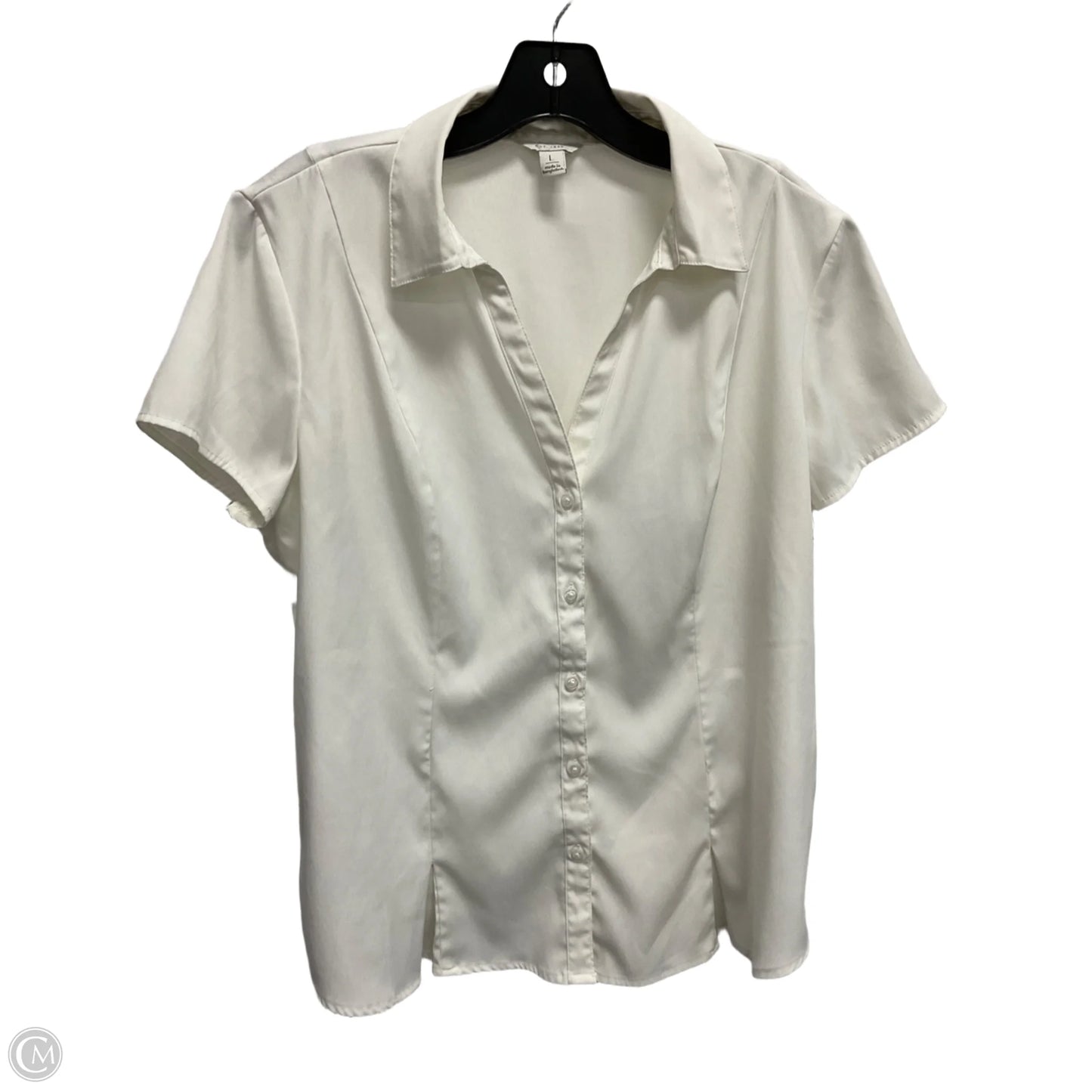 Blouse Short Sleeve By Cato In White, Size: L