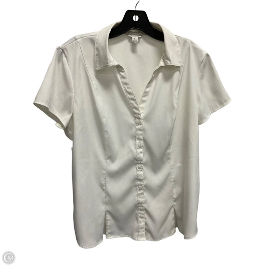 Blouse Short Sleeve By Cato In White, Size: L