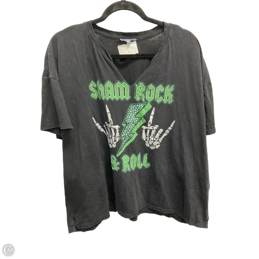 Top Short Sleeve Basic By Maurices In Black & Green, Size: Xxl