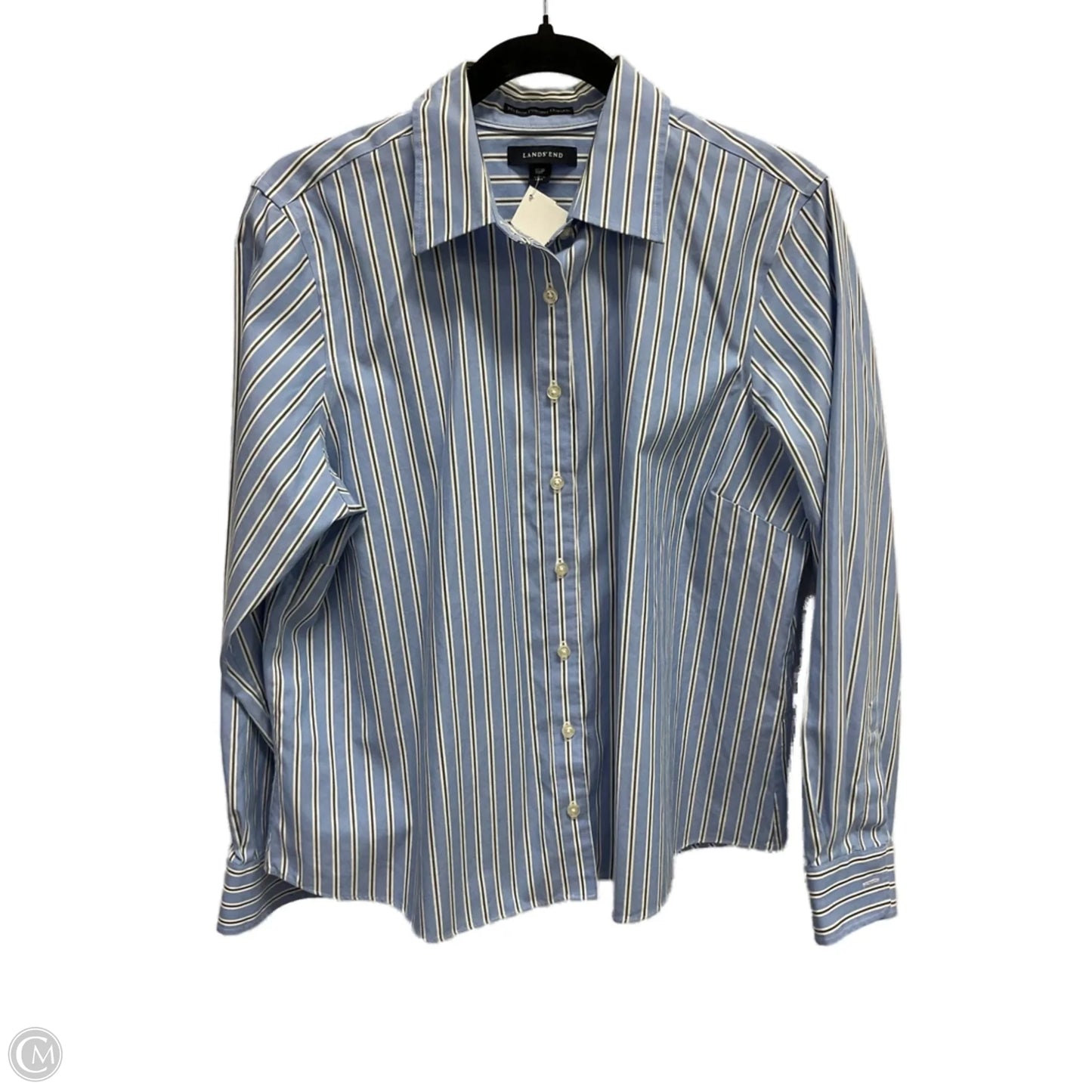 Blouse Long Sleeve By Lands End In Striped Pattern, Size: Xlp