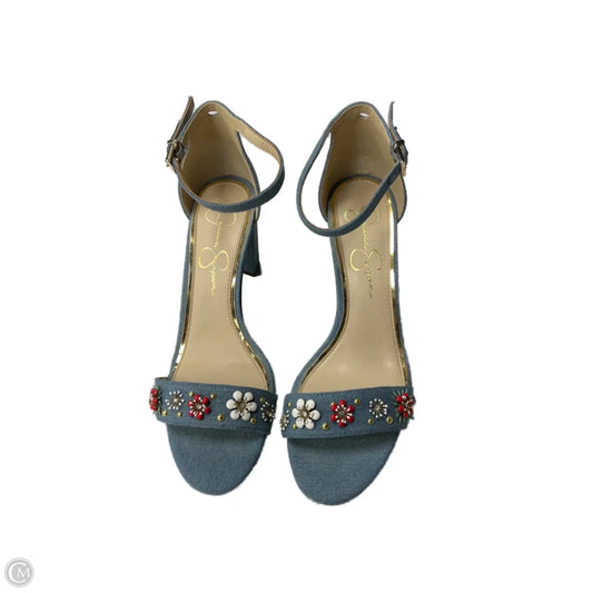 Sandals Heels Block By Jessica Simpson In Blue, Size: 9.5
