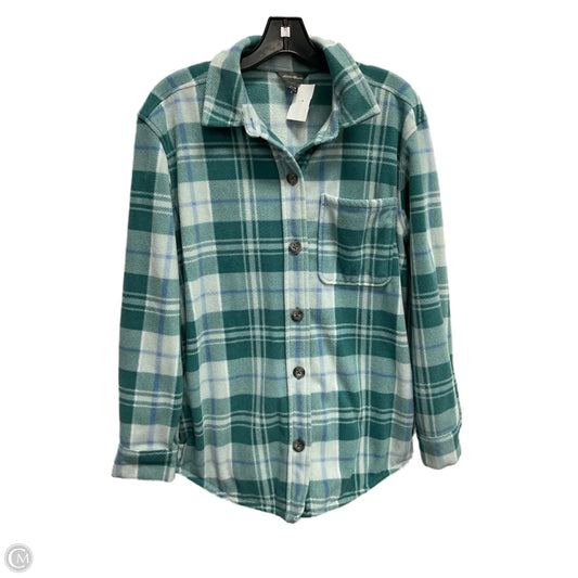 Jacket Shirt By Eddie Bauer In Blue, Size: M