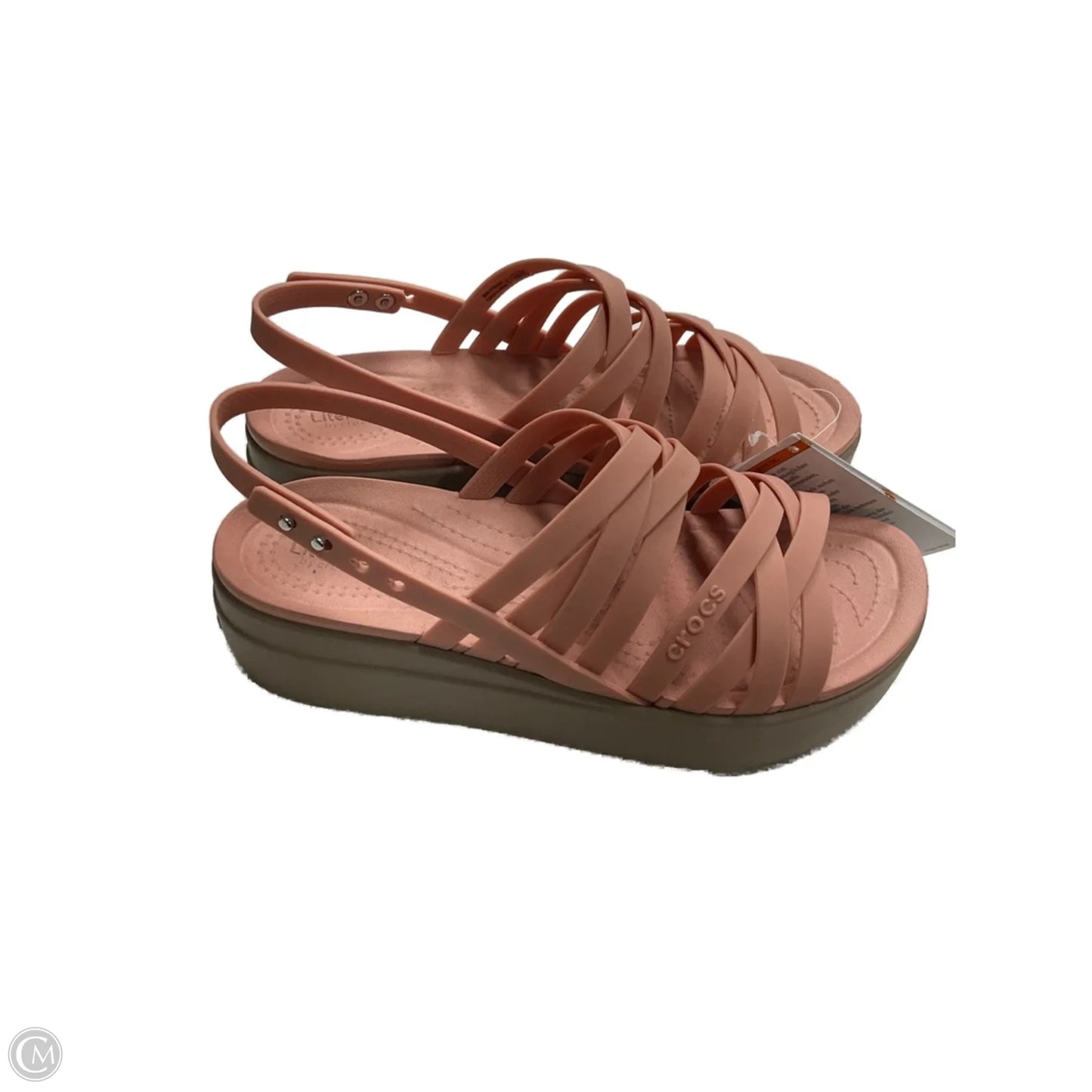 Sandals Heels Platform By Crocs In Pink, Size: 8