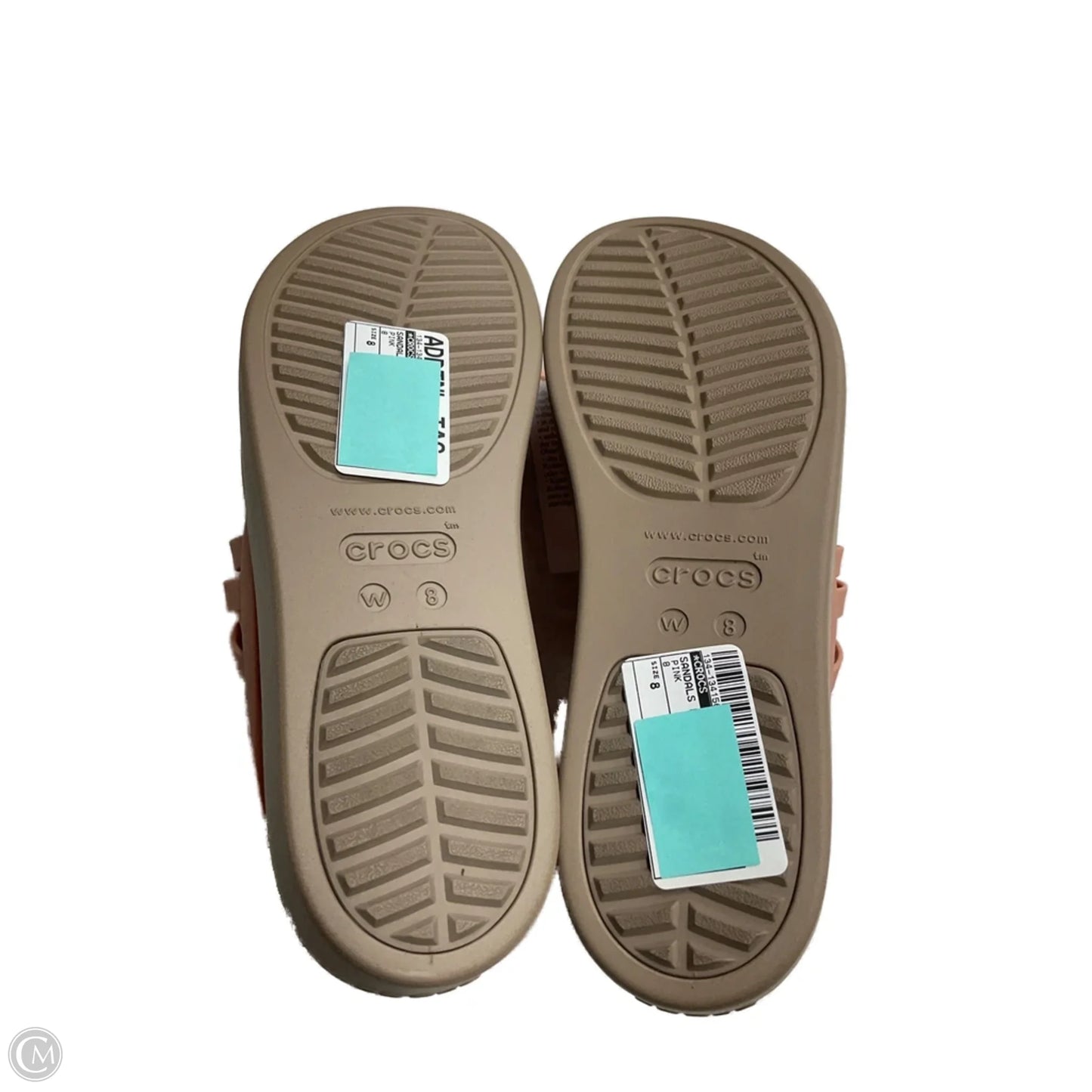 Sandals Heels Platform By Crocs In Pink, Size: 8