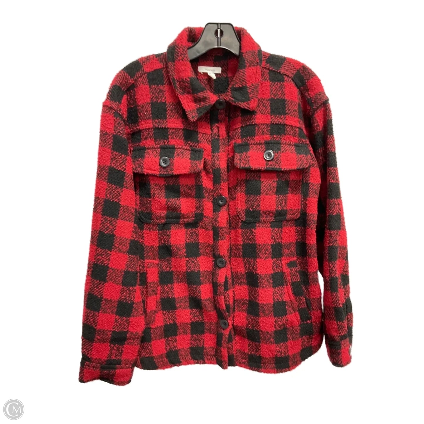 Jacket Shirt By Maurices In Black & Red, Size: S