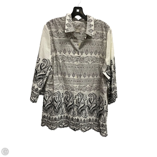 Top Long Sleeve By Chicos In Black & White, Size: L