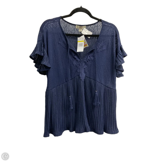 Top Short Sleeve By Vintage America In Navy, Size: M