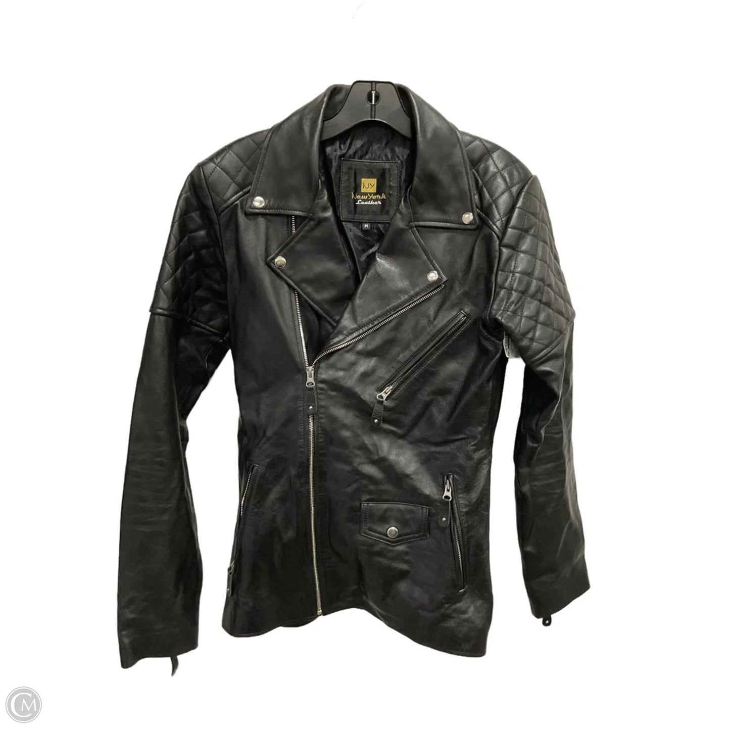 Jacket Moto Leather By Cmb In Black, Size: M